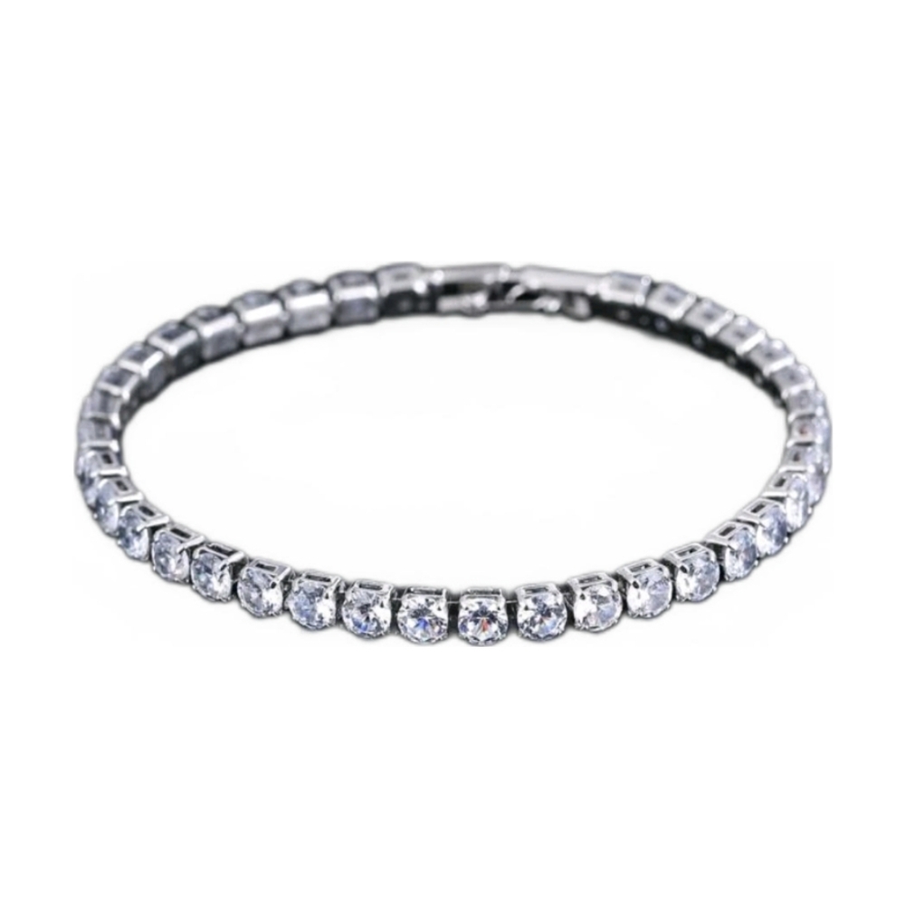 Tennis Bracelet White Crystal Cubic Zirconia Silver Plated